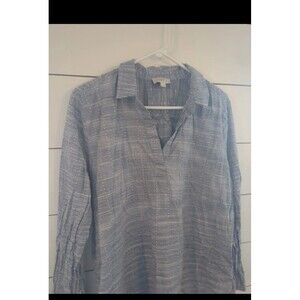 Women's extra large 100% cotton blue top by LOFT beach layering spring